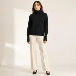Button Cuff Turtleneck Knit Top