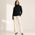Button Cuff Turtleneck Knit Top