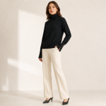 Button Cuff Turtleneck Knit Top