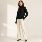 Button Cuff Turtleneck Knit Top