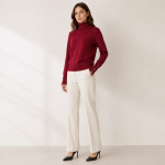 Button Cuff Turtleneck Knit Top