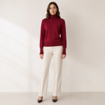 Button Cuff Turtleneck Knit Top