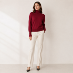 Button Cuff Turtleneck Knit Top
