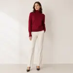 Button Cuff Turtleneck Knit Top