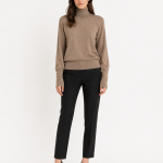 Button Cuff Turtleneck Knit Top