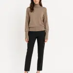 Button Cuff Turtleneck Knit Top