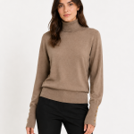 Button Cuff Turtleneck Knit Top