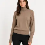 Button Cuff Turtleneck Knit Top