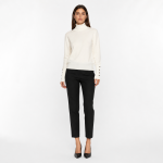 Button Cuff Turtleneck Knit Top