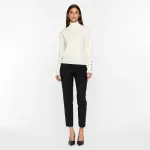 Button Cuff Turtleneck Knit Top
