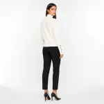 Button Cuff Turtleneck Knit Top