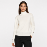 Button Cuff Turtleneck Knit Top