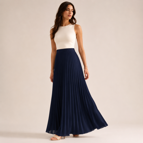 Pleated Maxi Skirt