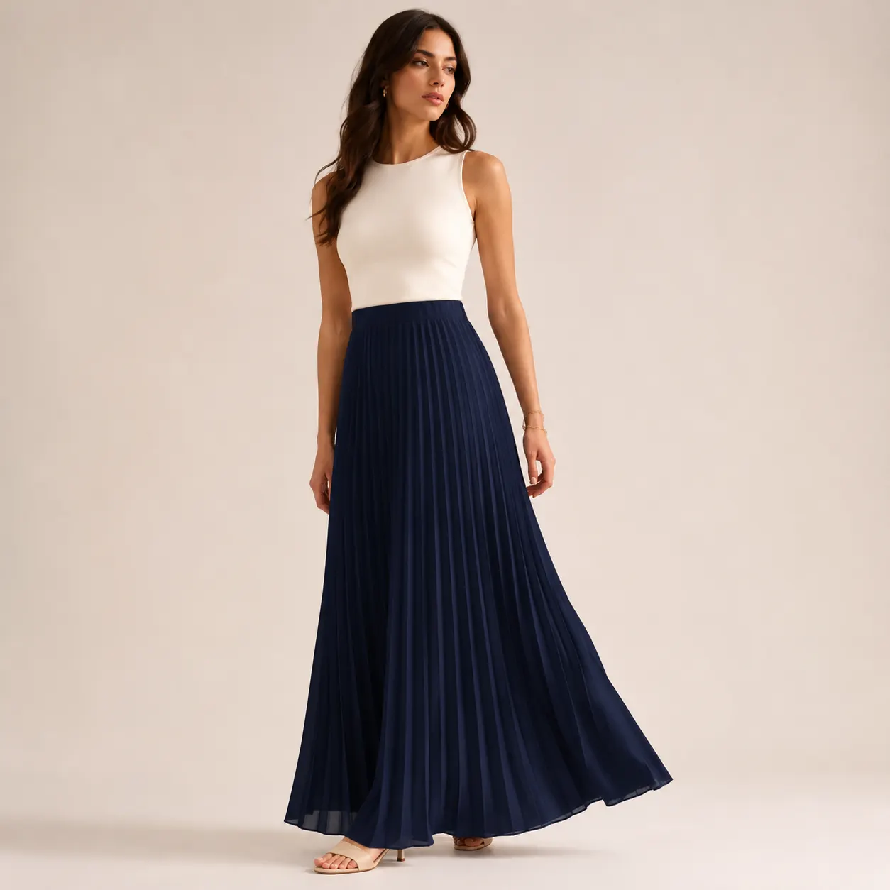 Pleated Maxi Skirt