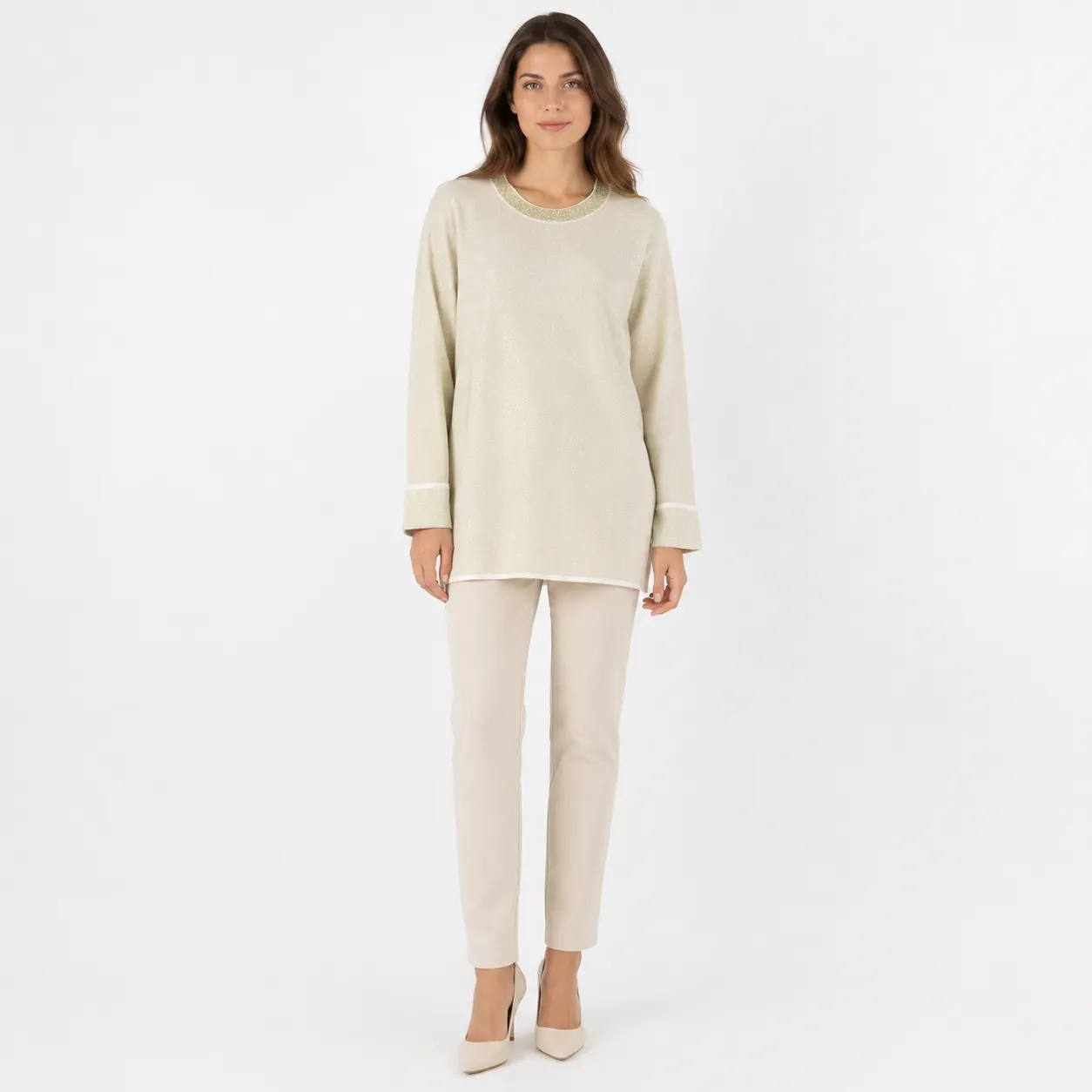 Shimmer Trim Long Top-2