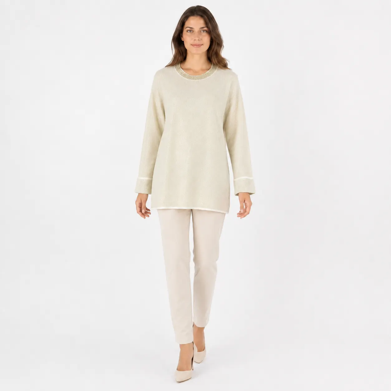 Shimmer Trim Long Top-3