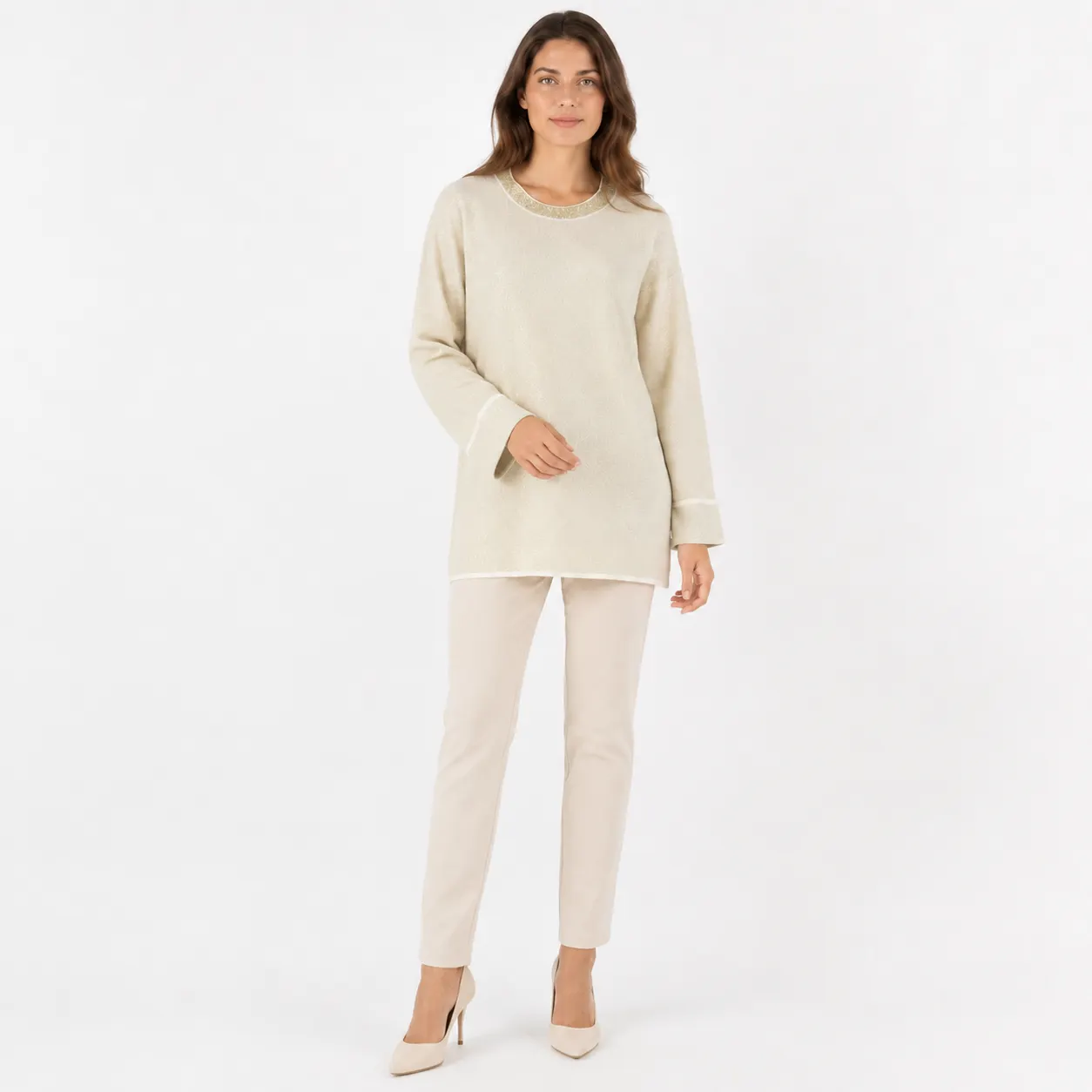 Shimmer Trim Long Top-4