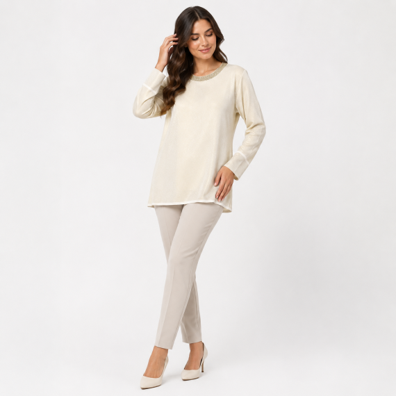 Shimmer Trim Long Top