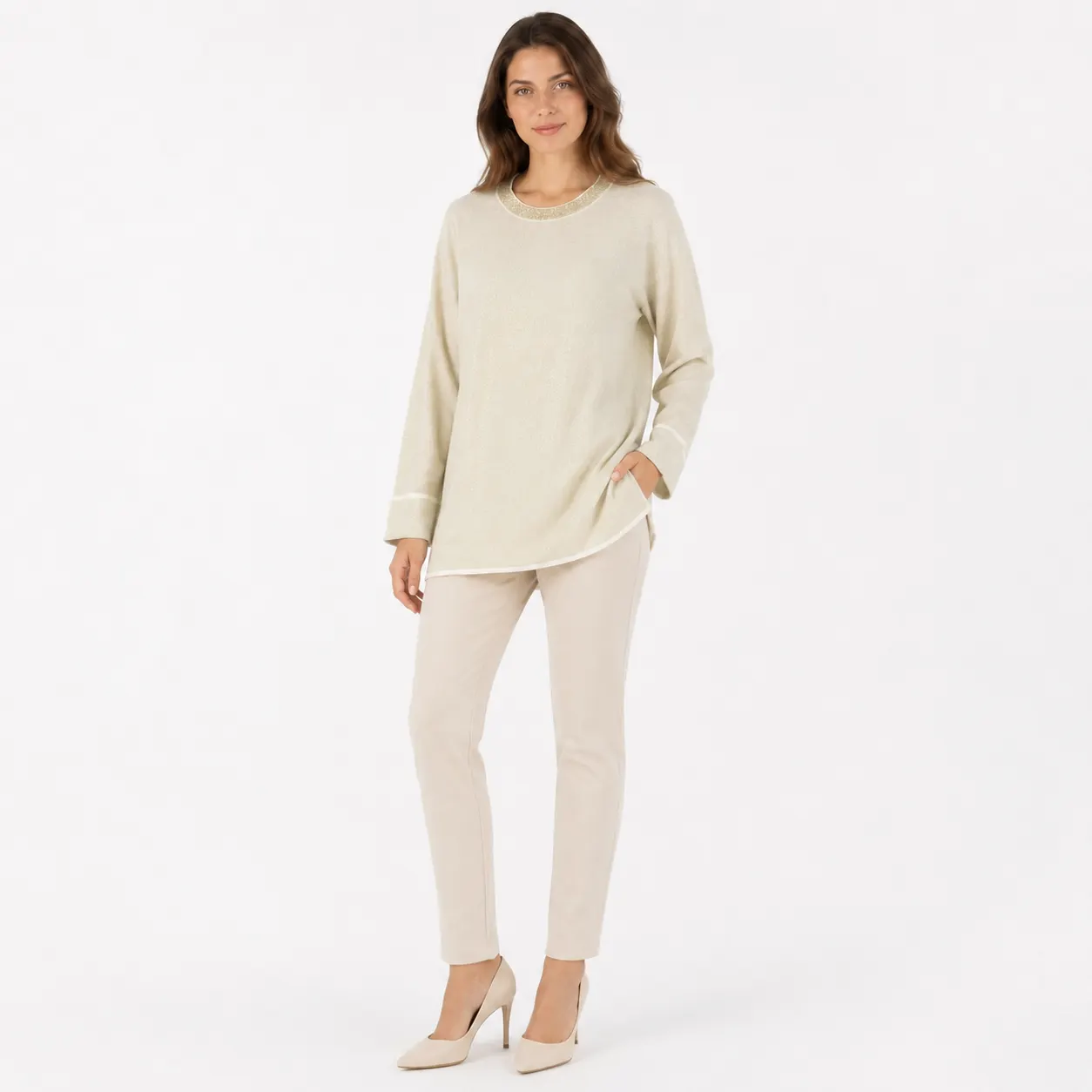 Shimmer Trim Long Top