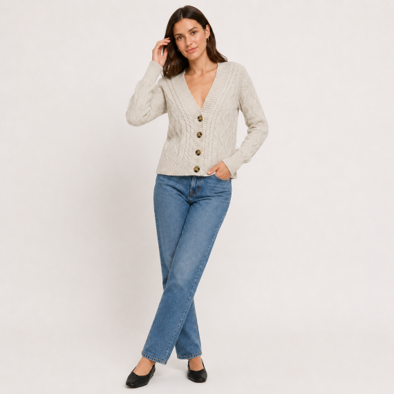Cable Knit Button Cardigan