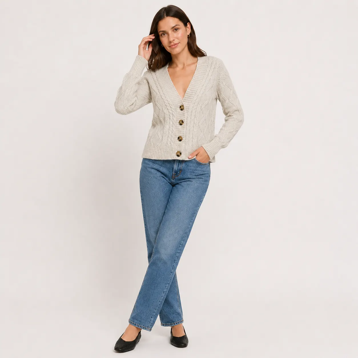 Cable Knit Button Cardigan