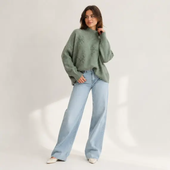Bow Detail Cozy Knit Sweater