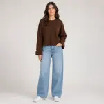 Button Cuff Relaxed Knit Top