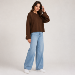 Button Cuff Relaxed Knit Top
