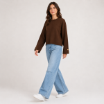 Button Cuff Relaxed Knit Top