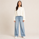 Button Cuff Relaxed Knit Top