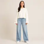 Button Cuff Relaxed Knit Top