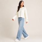Button Cuff Relaxed Knit Top