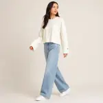 Button Cuff Relaxed Knit Top