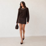 Crystal Trim Soft Knit Sweater