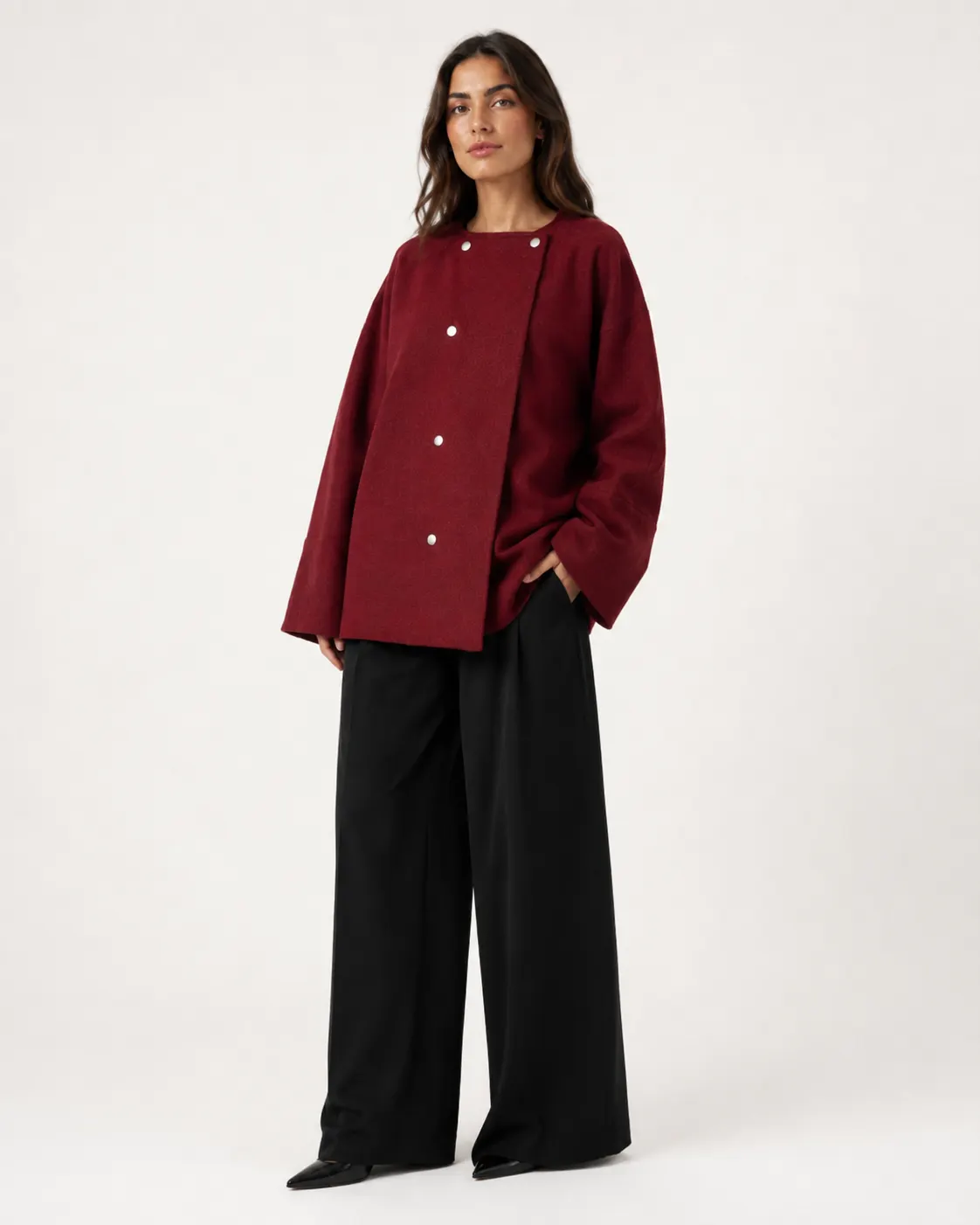 Burgundy Button Jacket-2