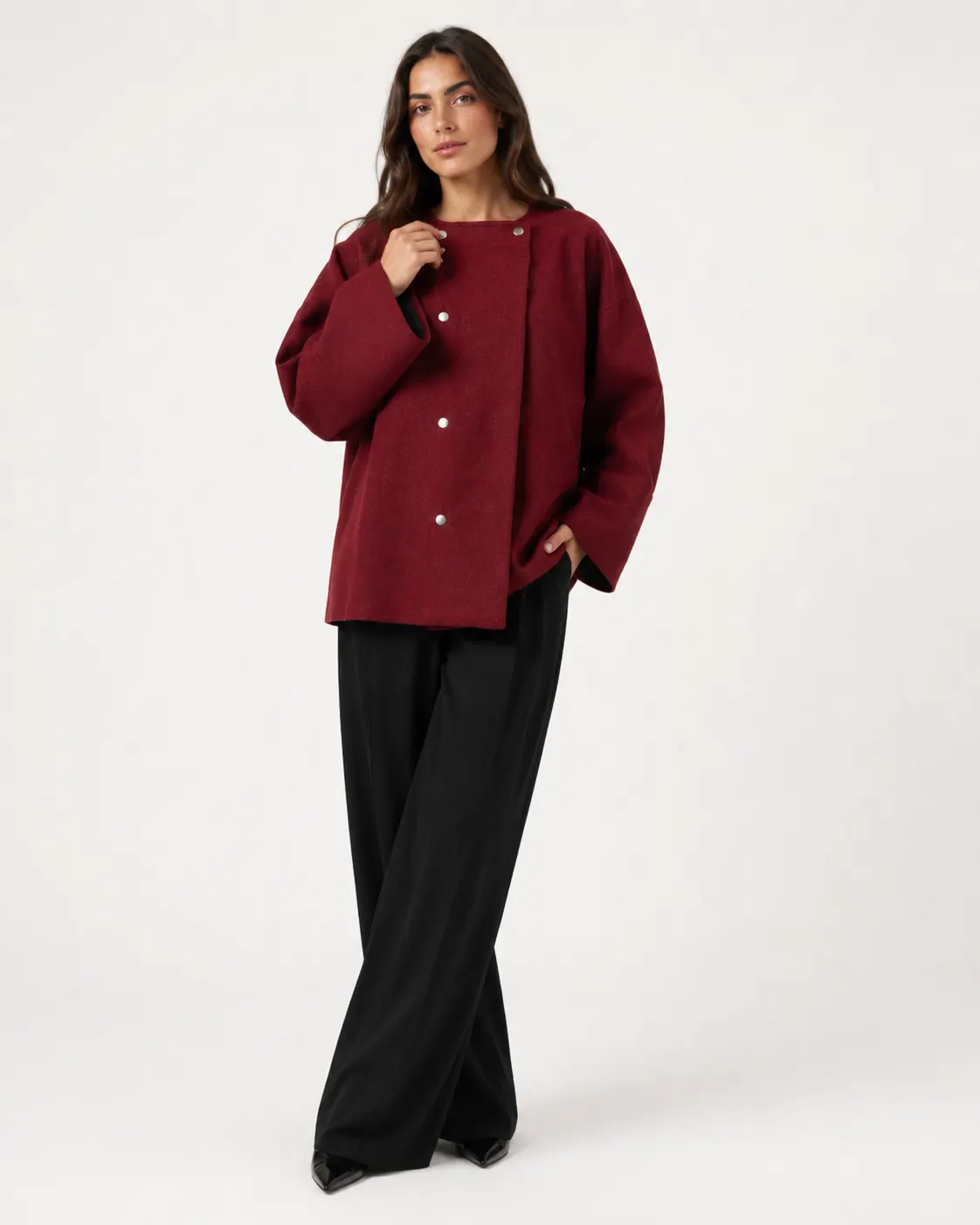 Burgundy Button Jacket