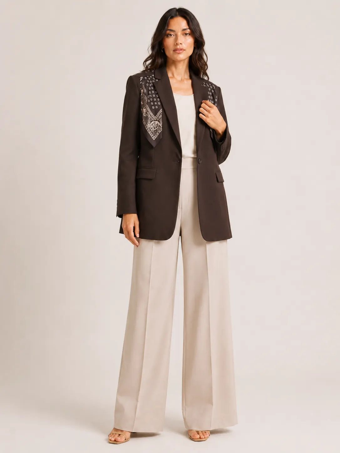 Scarf Detail Tailored Blazer-3