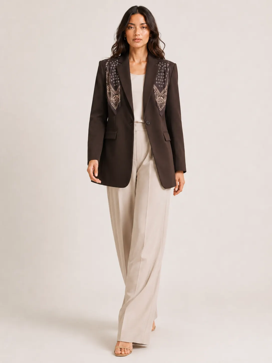 Scarf Detail Tailored Blazer-4